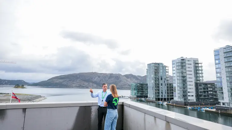 OMV employees at the top of the building.